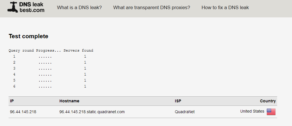 DNS leak test of express vpn