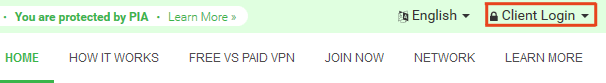 Log in to PIA account control panel