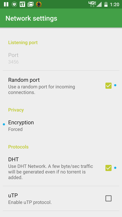 tTorrent Network Settings