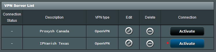 Click 'activate' to test vpn