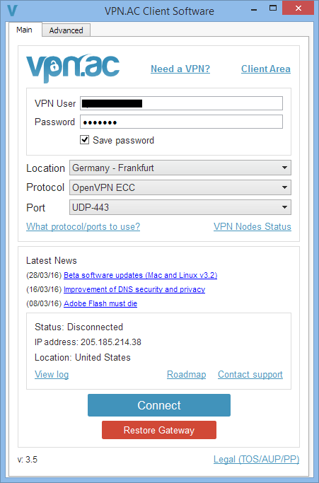 VPN.ac main software