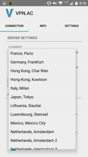 Choose any VPN.ac server location