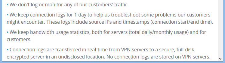 VPNac Log Policy