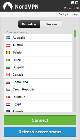 NordVPN Software countries