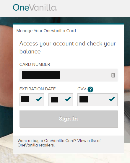 OneVanilla prepaid Visa login