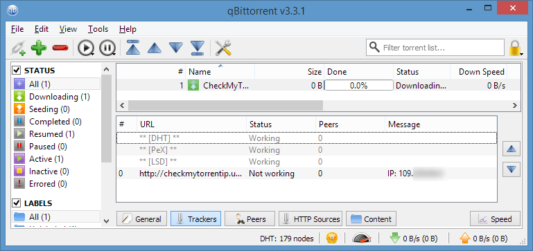 Tracking torrent 'trackers' view in Qbittorrent