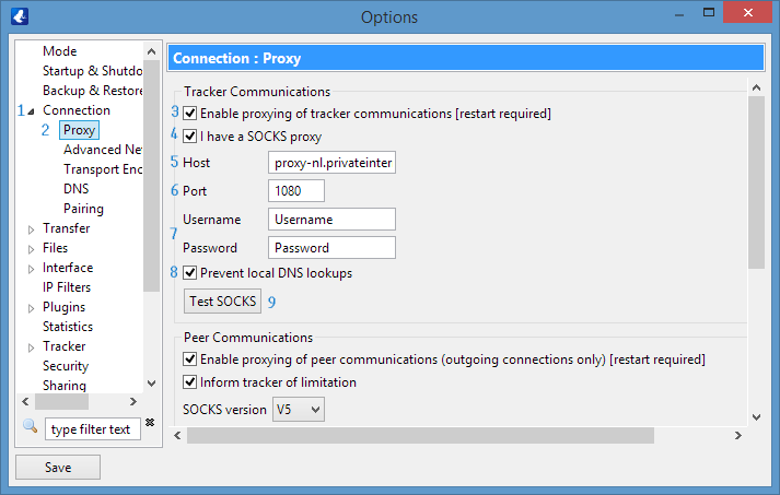 Configuración/configuración de Vuze Proxy