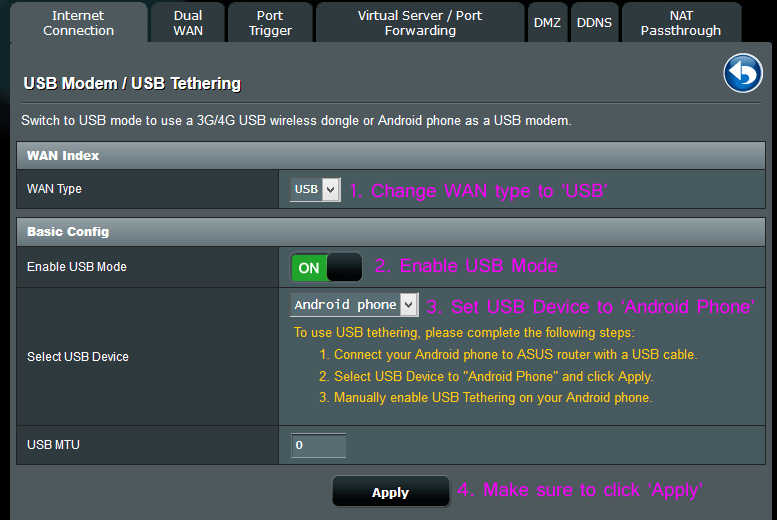 USB Tethering (ASUSWRT)
