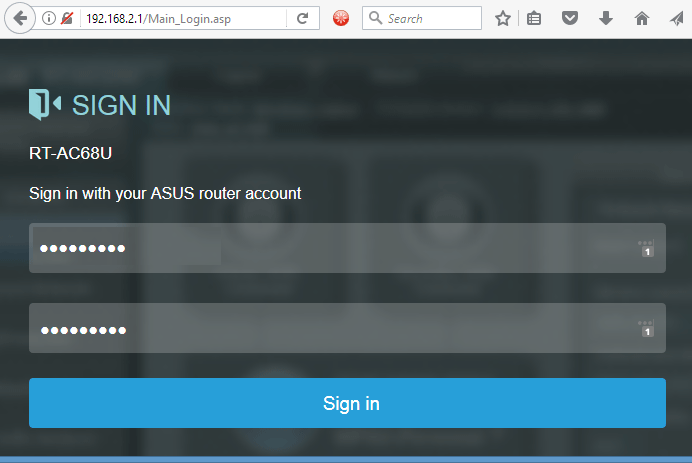 ASUSWRT control panel login