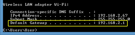 ipconfig default gateway