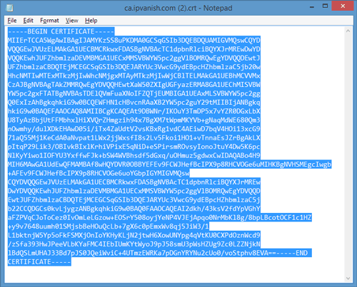 CA Certificate FIle (in text editor)