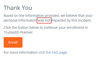 Your personal information was not affected by the breach