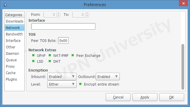 Deluge enabled/optional torrent encryption