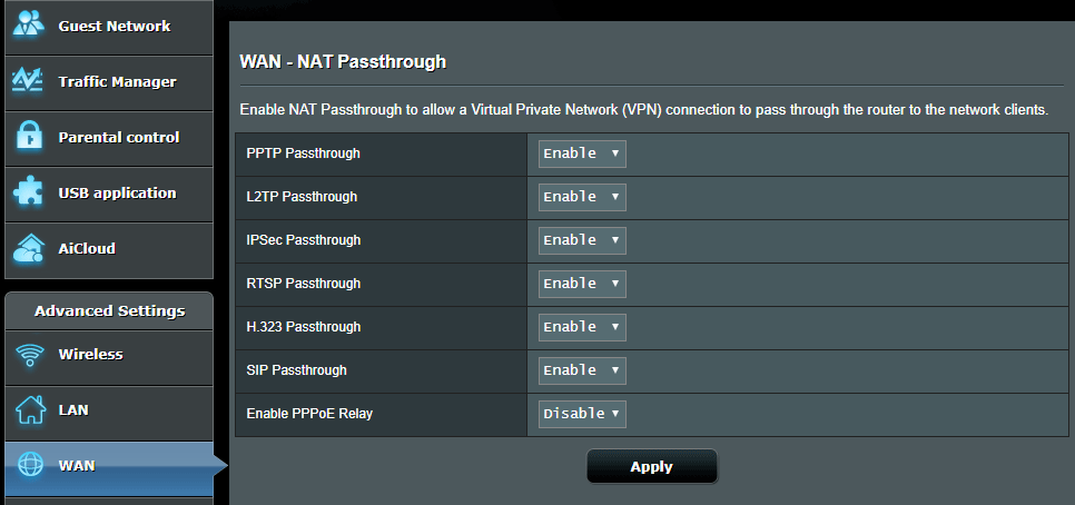 ASUSWRT VPN Passthrough