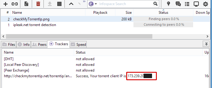 Checking IP address of torrent client