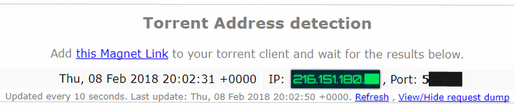 Torrent IP address detected