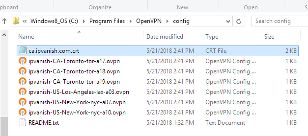 OpenVPN config directory