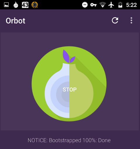 Orbot 100% connected to Tor network