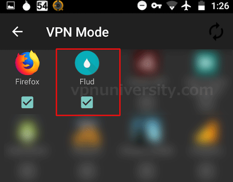 Choose which apps to use in VPN mode