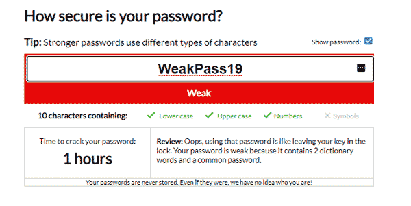 Weak wifi password