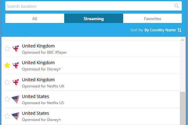 Hideme streaming servers