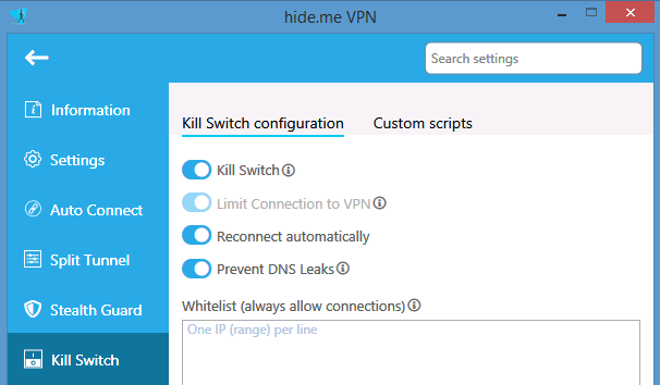 Hide.me has a standard internet kill-switch