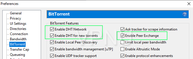 Descubra os colegas utorrent com DHT e PEX