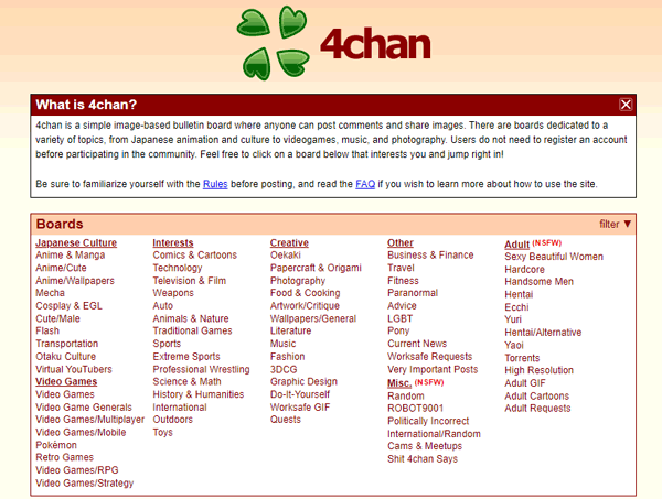 4chan.org homepage