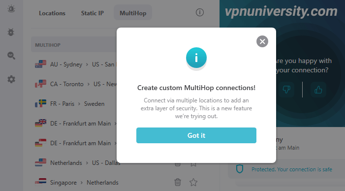 Creating a multi-hop VPN connection with Surfshark